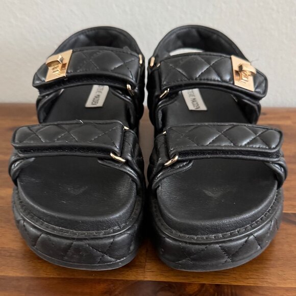 Steve Madden - Bigmona Quilted Leather Slingback Platform Sandal in Black - Picture 2 of 7